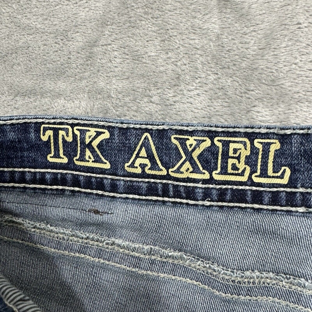 T.K. Axel Jeans Mens 34x30 Blue Slim Bootcut Medium Wash Denim Pockets Logo Work - Picture 6 of 8